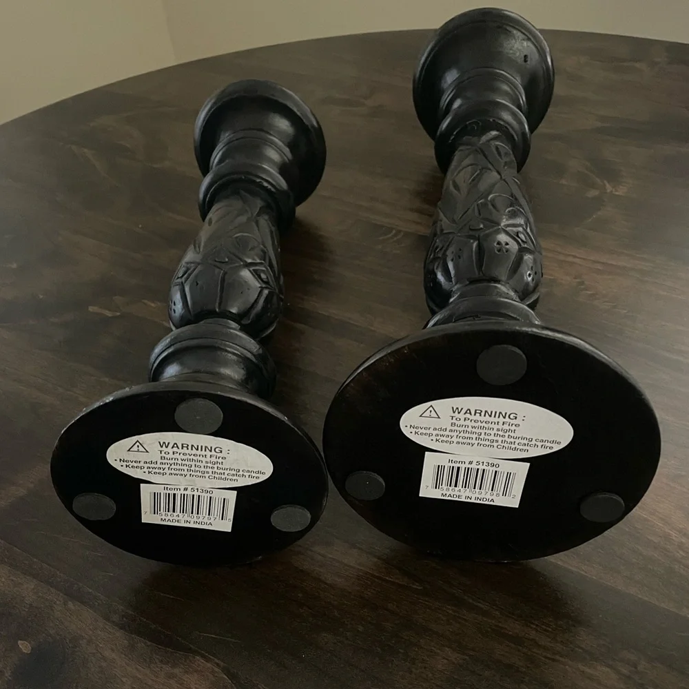 Elegant Set of Two Black Candle Holders